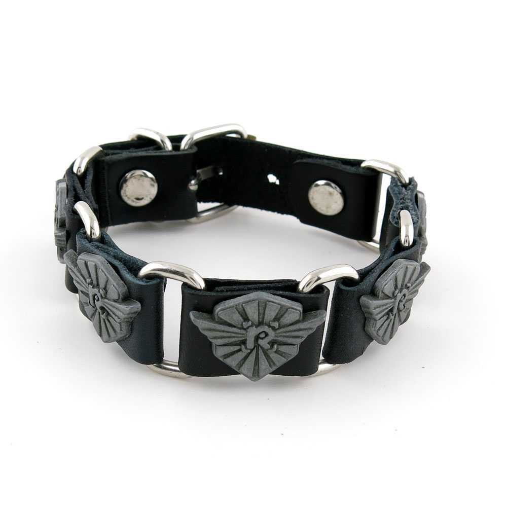 1 Piece Women's Men's Fashion Strand Bracelet 7015 R Wing Shield Leather Braided Adjustable
