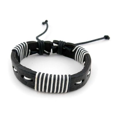 1 Piece Women's Men's Fashion Strand Bracelet 8004W White Weave Plait Leather Braided Adjustable
