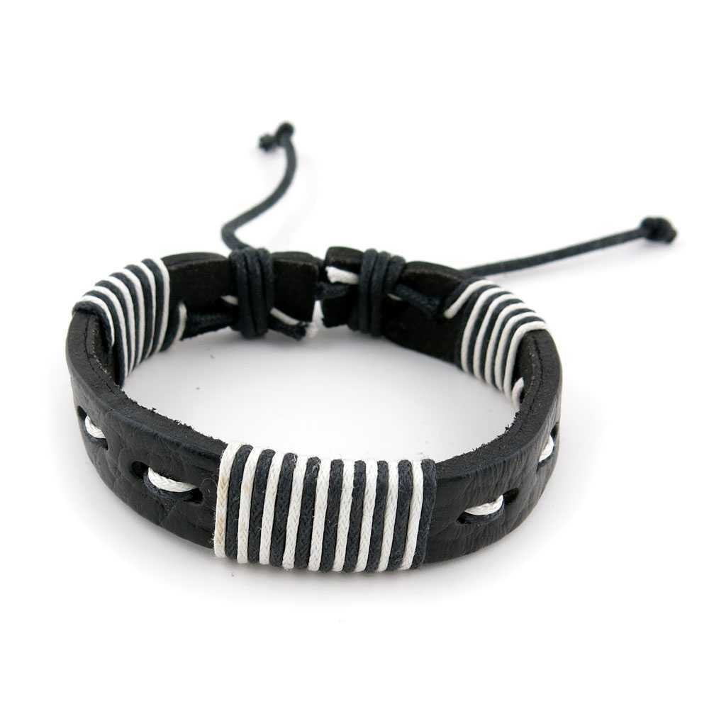 1 Piece Women's Men's Fashion Strand Bracelet 8004W White Weave Plait Leather Braided Adjustable