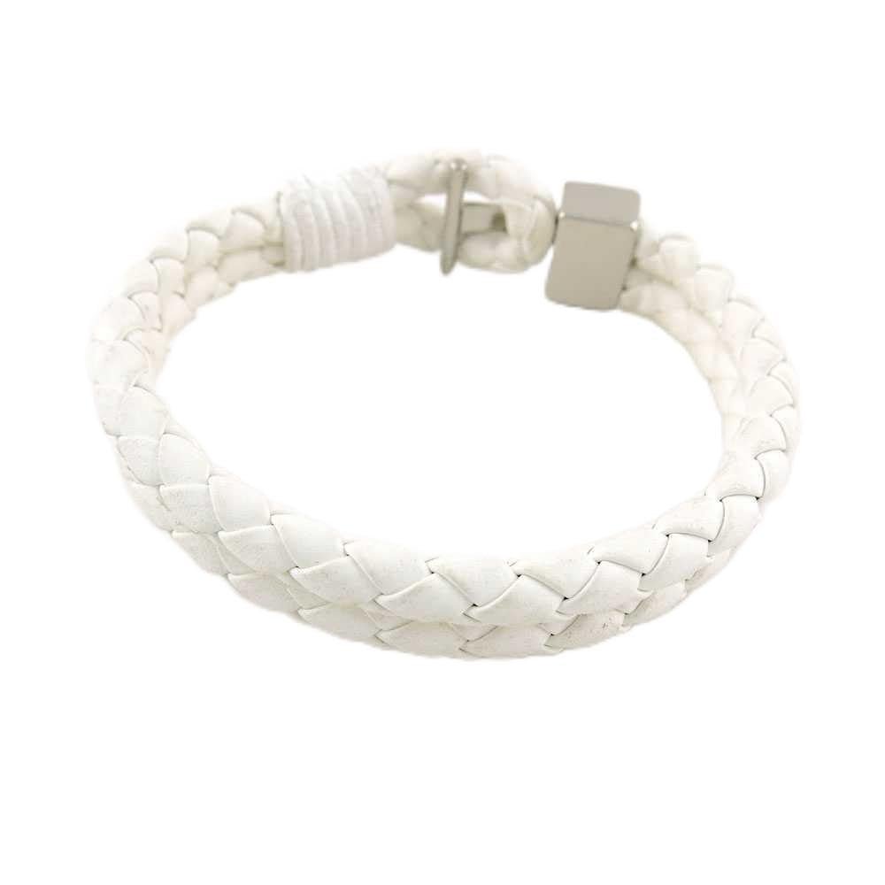1 Piece Women's Men's Fashion Strand Bracelet 8015W White Weave Plait Leather Braided Adjustable