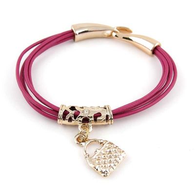 1 Piece Women's Men's Fashion Strand Bracelet 8069 Golden Handbag Leather Braided Adjustable