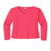 SPORT-TEK Women's Long Sleeve PosiCharge Competitor V-Neck Tee | Workout T-Shirt for Spring & Summer, Athletic Gym Clothing Hot Coral view 1