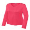 SPORT-TEK Women's Long Sleeve PosiCharge Competitor V-Neck Tee | Workout T-Shirt for Spring & Summer, Athletic Gym Clothing Hot Coral view 3