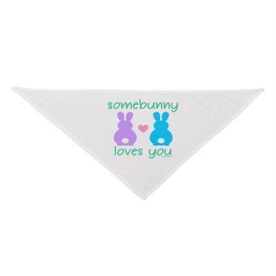 TOOLOUD Somebunny Loves You Printed White Dog Bandana 26"