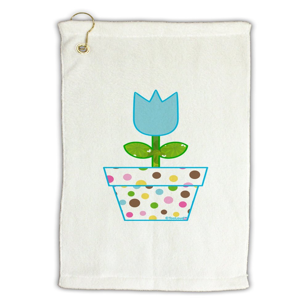 TOOLOUD Easter Tulip Design - Blue Micro Terry Gromet Golf Towel 16" x 25"