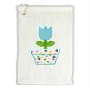 TOOLOUD Easter Tulip Design - Blue Micro Terry Gromet Golf Towel 16" x 25" view 1