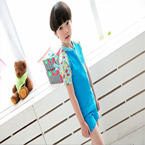 Childrens Uv Protection Swimsuit One-Piece Rash Guard (Blue, XL(Height:4'3"-4'7"))