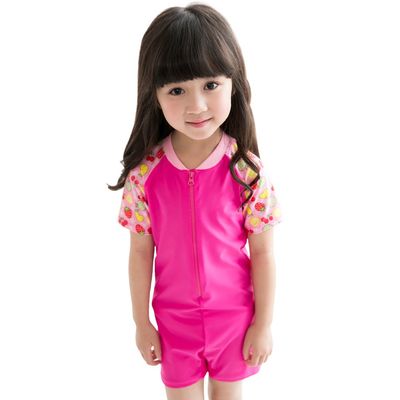 Childrens Uv Protection Swimsuit One-Piece Rash Guard (Rose red, 3XL(Height:4'11"-5'2"))