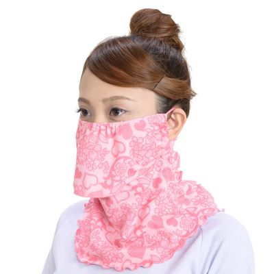 YAKeNU UV CUT MASK, Fabric Face Cover for Outdoor, Breathable Neckwear, Yake-nu (572 Frill Pink)