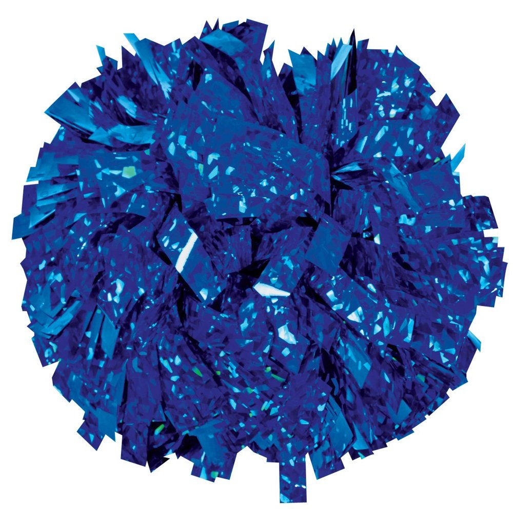 Chasse Holographic Cheerleading Pom Poms - Shiny Metallic Foil Cheer Pom with Baton Handle for Dance Sports Celebrations (Single, Crystal Royal)