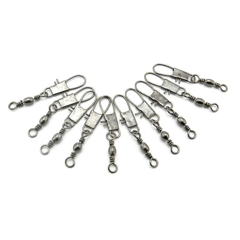 210 Pieces Test 10kg Cross Lock ID005-14 Swivel Fishing Tackle Fly Rings Coast Lock Snap Solid Ring Rolling Coastlock Sea Hooks Lures Ball Bearing Peche Pivot