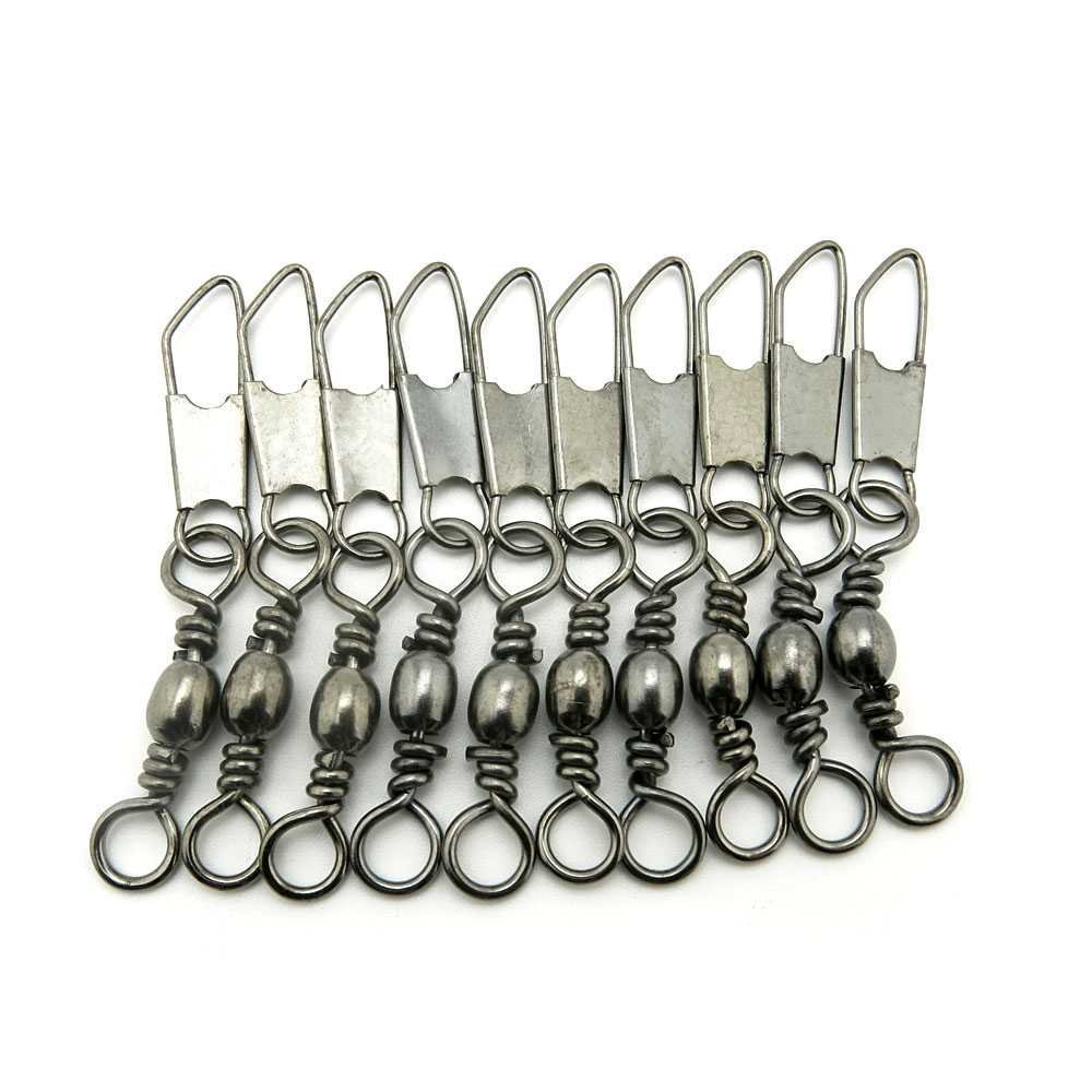 10 Pieces Test 23kg Cross Lock ID004-1I0 Swivel Fishing Tackle Fly Rings Coast Lock Snap Solid Ring Rolling Coastlock Sea Hooks Lures Ball Bearing Peche Pivot