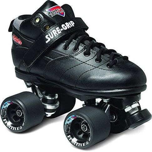 Sure-Grip Rebel Derby Roller Skates for Men & Women - 62mm Fugitive Polyurethane Wheels - Rock Plates Extended Support for Larger Sizes - Suitable for Indoor & Outdoor Skating - Beginner Friendly