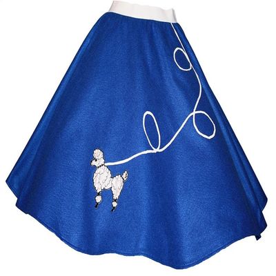 3 BIG NOTES - Children Felt Poodle Skirt Size Small/Medium (Waist: 20"- 26") (Length: 18") Blue