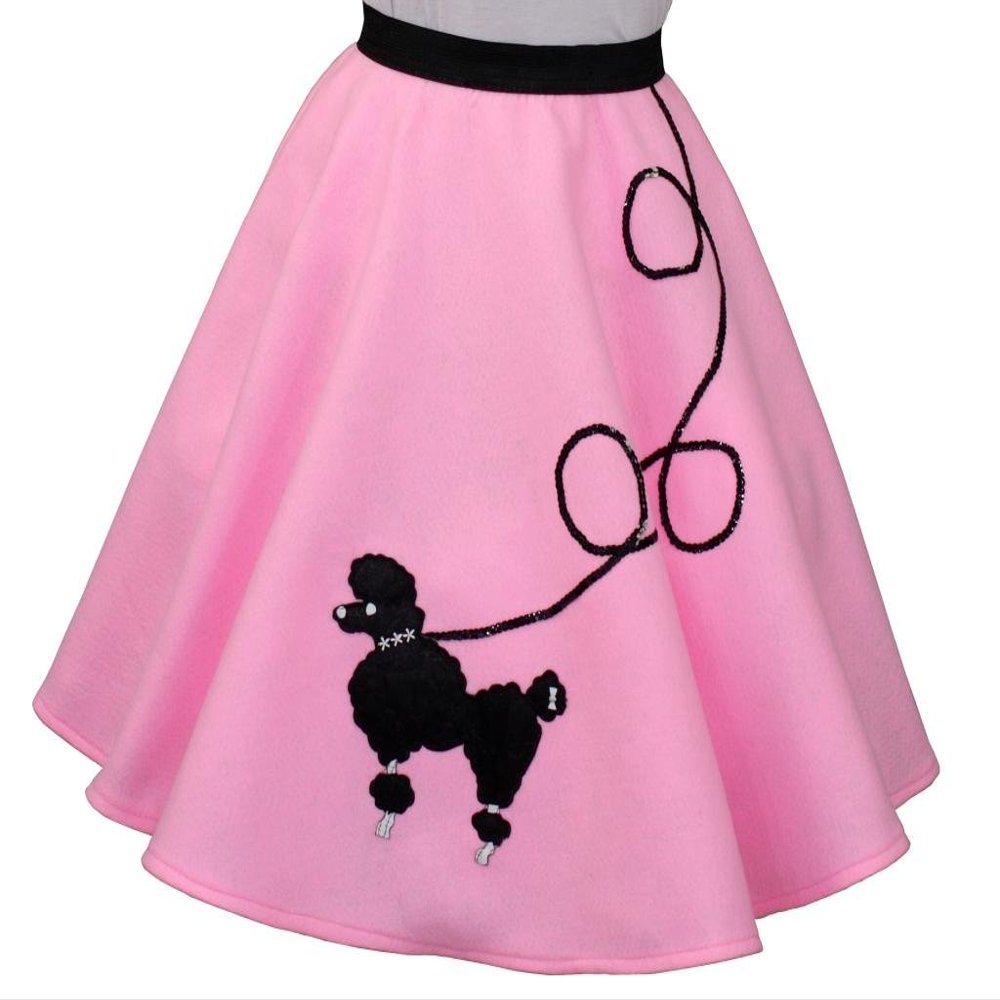 3 BIG NOTES - Children Felt Poodle Skirt Size Small/Medium (Waist: 18"- 23") (Length: 18") Pink