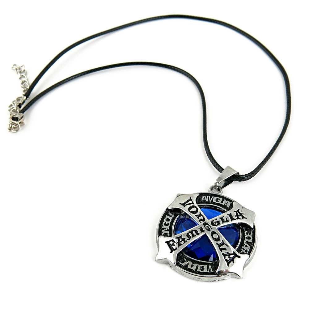 1 Piece Men's Women's Leather Necklace Collier Vintage Bib Retro Long Chain NL1029 Blue Rhinestone Sign