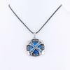 1 Piece Men's Women's Leather Necklace Collier Vintage Bib Retro Long Chain NL1029 Blue Rhinestone Sign view 2