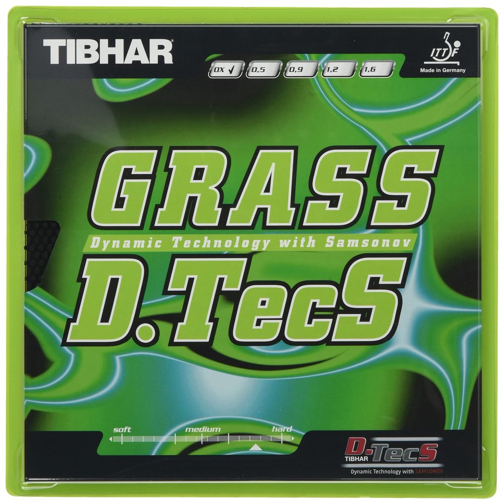 Tibhar Grass D.TecS Table Tennis Pips-Out Rubber (Black, 1.2)