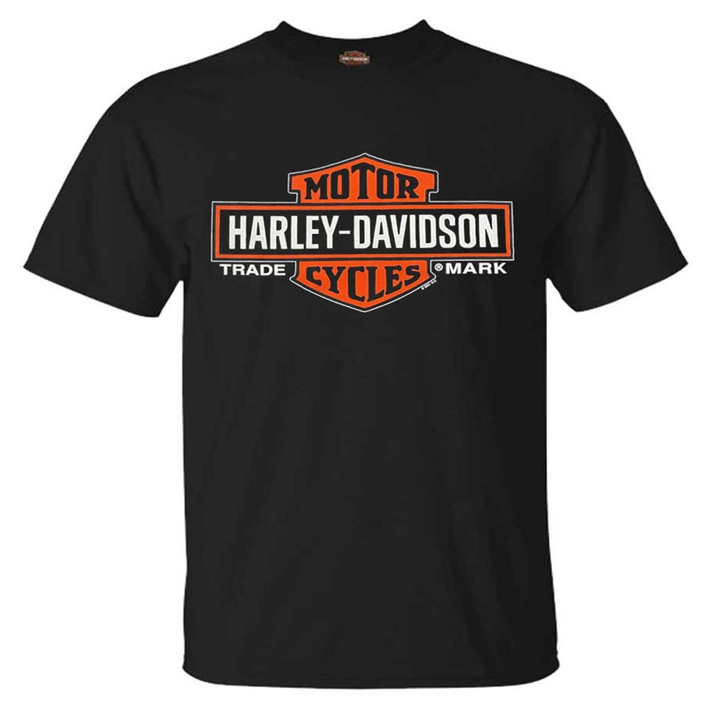 Harley-Davidson Men's Elongated Orange Bar & Shield Black T-Shirt 30290285 (5XL)