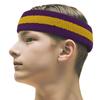 COUVER 2 Color Stripe Terry Sports Headband, 1 Piece, Golden Yellow/Purple view 1