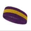 COUVER 2 Color Stripe Terry Sports Headband, 1 Piece, Golden Yellow/Purple view 2