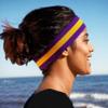 COUVER 2 Color Stripe Terry Sports Headband, 1 Piece, Golden Yellow/Purple view 4
