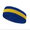 COUVER 2 Color Stripe Terry Sports Headband, 1 Piece, Yellow/Blue view 2