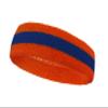 COUVER 2 Color Stripe Terry Sports Headband, 1 Piece, Blue/Dark Orange view 2