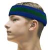 COUVER 2 Color Stripe Terry Sports Headband, 1 Piece, Green/Blue view 1