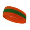 COUVER 2 Color Stripe Terry Sports Headband, 1 Piece, Green/Dark Orange view 2