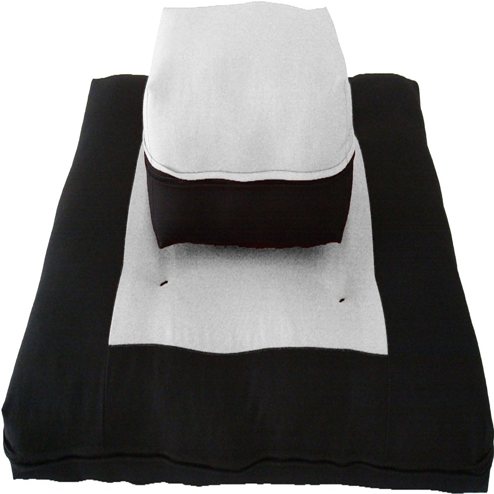 D&D Futon Furniture Zabuton Zafu Set, Yoga, Meditation Seat Cushions, Kneeling, Sitting, Supporting Exercise Pratice Zabuton & Zafu Cushions. (White)
