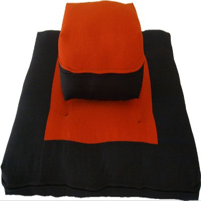 D&D Futon Furniture Zabuton Zafu Set, Yoga, Meditation Seat Cushions, Kneeling, Sitting, Supporting Exercise Pratice Zabuton & Zafu Cushions. (Orange)