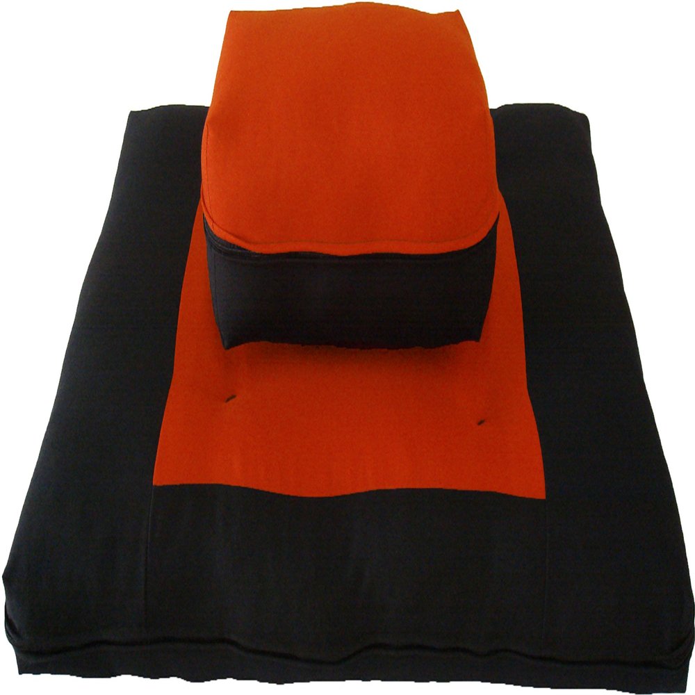 D&D Futon Furniture Zabuton Zafu Set, Yoga, Meditation Seat Cushions, Kneeling, Sitting, Supporting Exercise Pratice Zabuton & Zafu Cushions. (Orange)