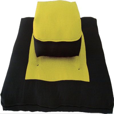 D&D Futon Furniture Zabuton Zafu Set, Yoga, Meditation Seat Cushions, Kneeling, Sitting, Supporting Exercise Pratice Zabuton & Zafu Cushions. (Yellow)