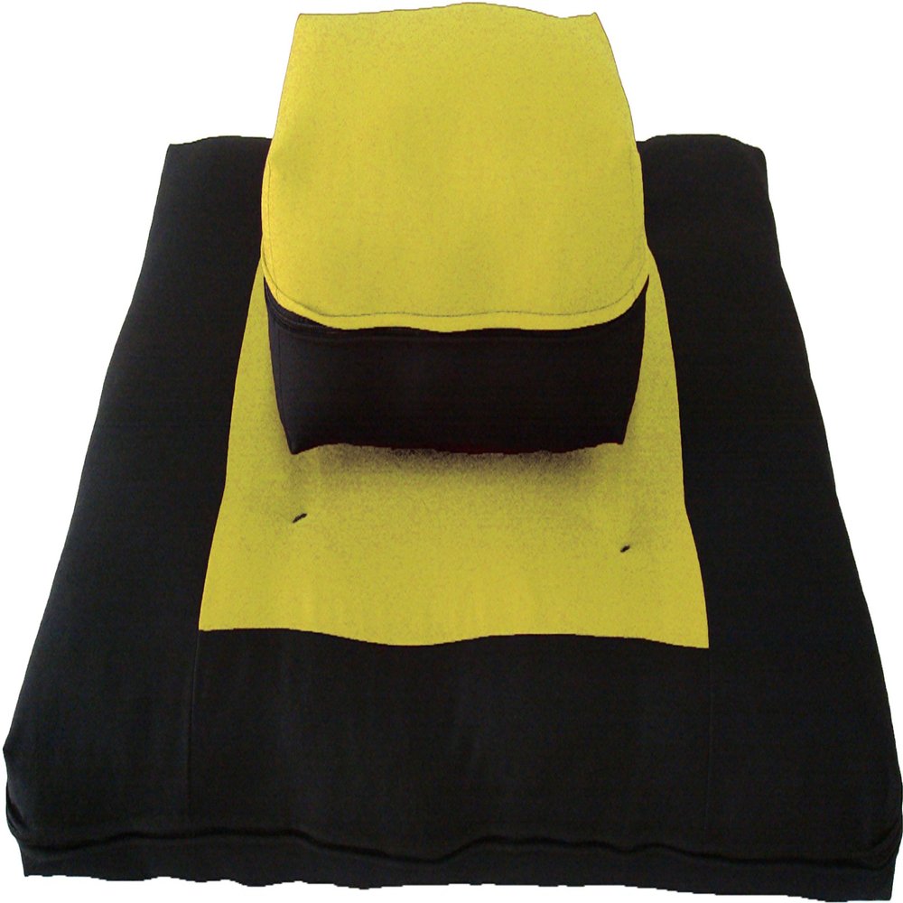 D&D Futon Furniture Zabuton Zafu Set, Yoga, Meditation Seat Cushions, Kneeling, Sitting, Supporting Exercise Pratice Zabuton & Zafu Cushions. (Yellow)