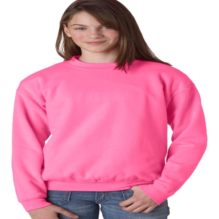 Gildan - Youth Heavy Blend Crewneck Sweatshirt - 18000B-Safety Pink-M