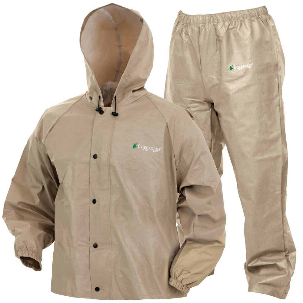 FROGG TOGGS Men's Pro Lite Rain Suit, Waterproof, Breathable, Dependable Wet Weather Protection, Khaki, XL/XXL
