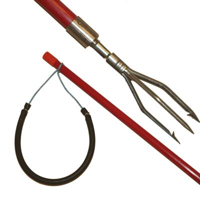 JCS 2 Foot Fiberglass Pole Spear with 3 Prong Trident Tip, Red