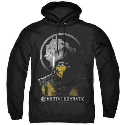 Mortal Kombat X Fighting Video Game Scorpion & Dragon Seal Adult PullOver Hoodie Black