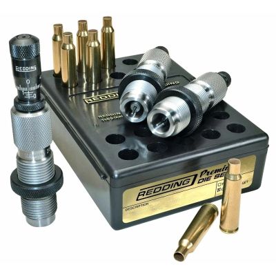 Redding Premium Deluxe Die Set - Precision 3-Die Reloading System with Carbide Size Button and Micrometer Seating, 22-250 Rem (68106)