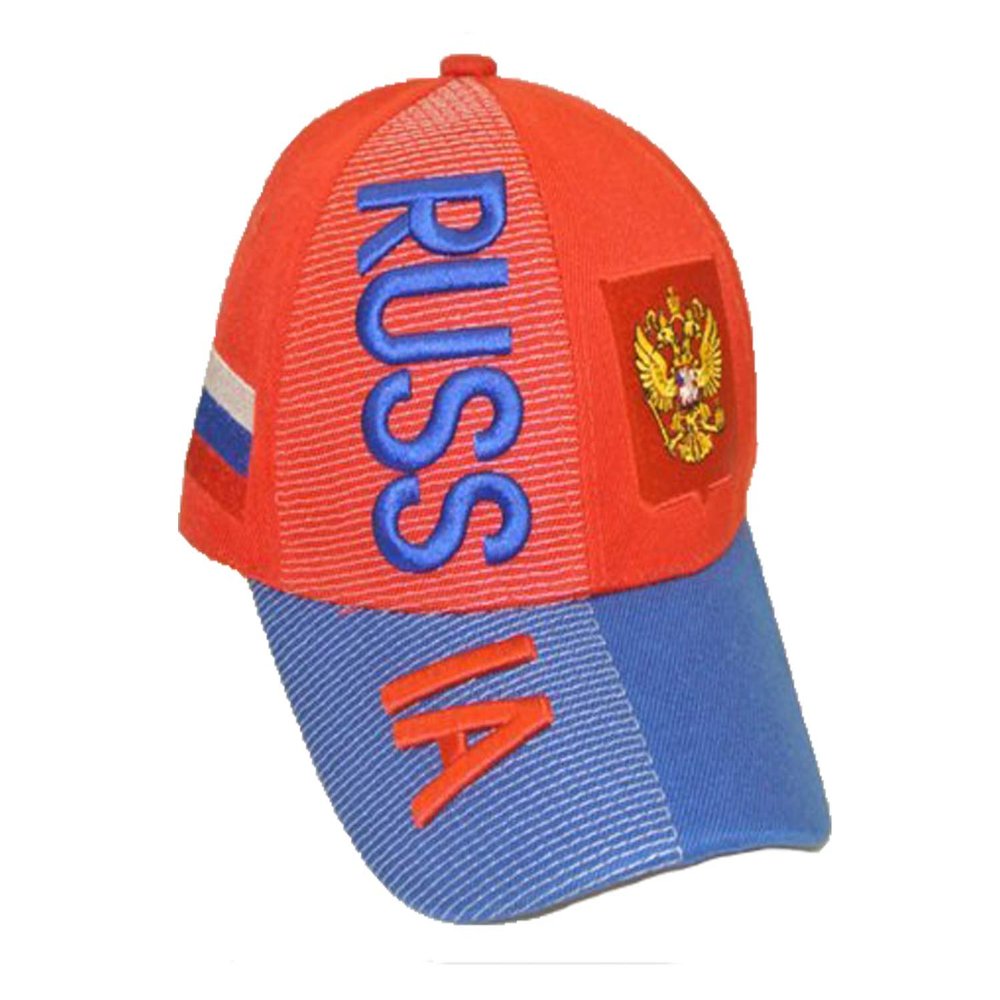 Baseball Caps Hats with Five 3D Embroideries  Countries of Asia & Africa (3-Pack, Country: Russia)