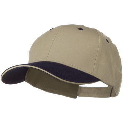 2 Tone Brushed Twill Sandwich Cap - Navy Khaki OSFM