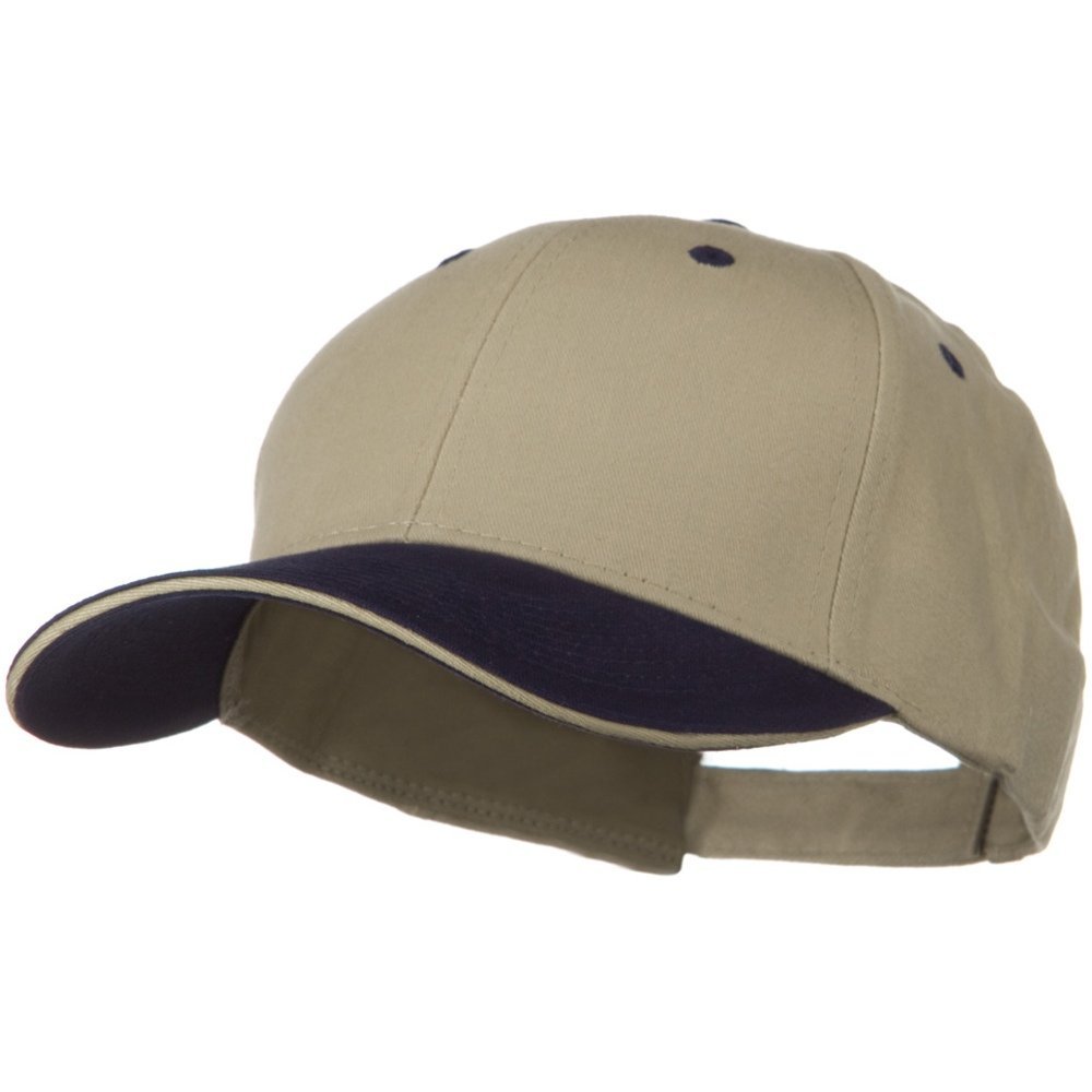 2 Tone Brushed Twill Sandwich Cap - Navy Khaki OSFM