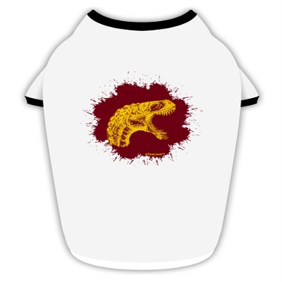 TOOLOUD Jurassic Dinosaur Face Blood Splatter Cotton Dog Shirt White with Black XL