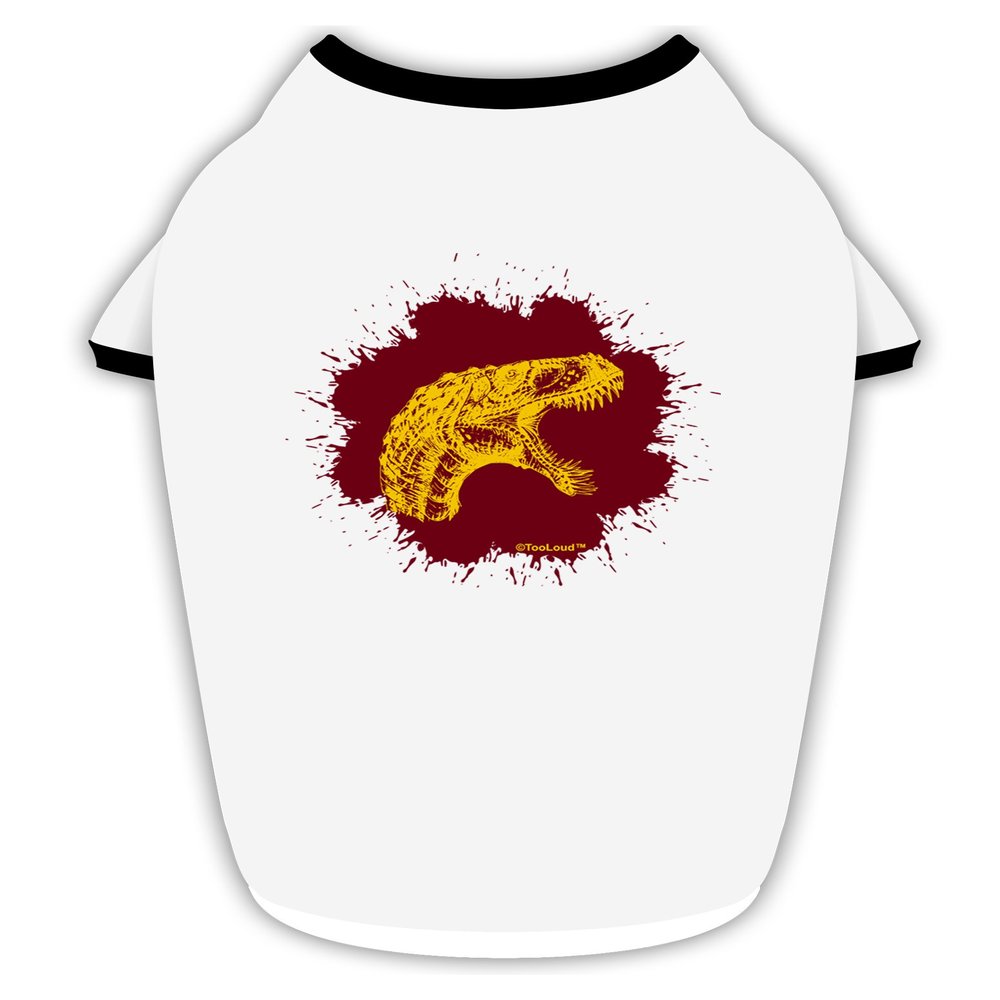TOOLOUD Jurassic Dinosaur Face Blood Splatter Cotton Dog Shirt White with Black XL