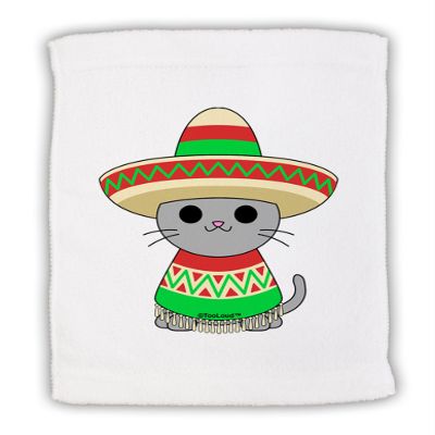 TOOLOUD Cat with Sombrero and Poncho Micro Terry Sport Towel 11" x 18"