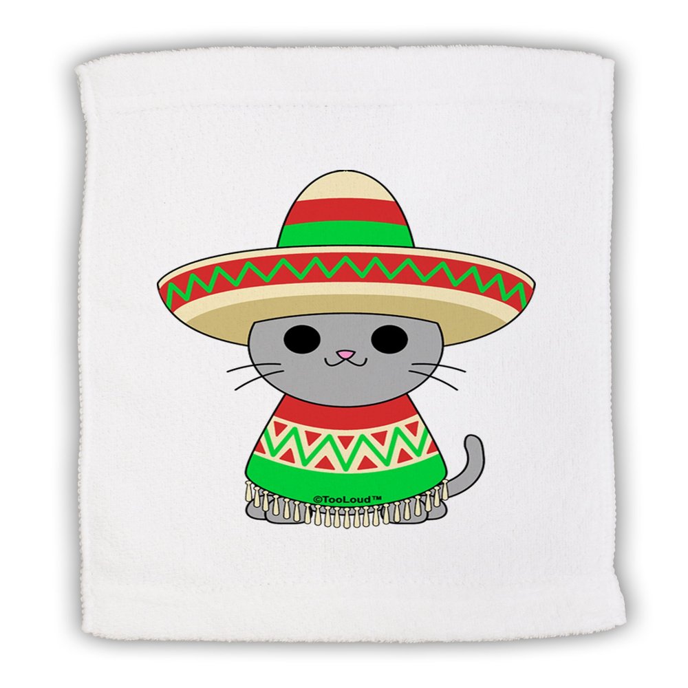 TOOLOUD Cat with Sombrero and Poncho Micro Terry Sport Towel 11" x 18"