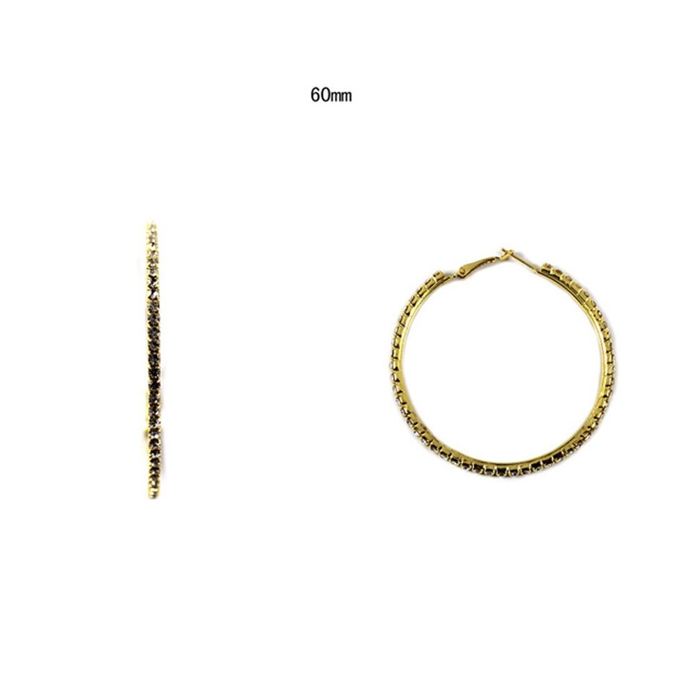 60mm Rhinestone Hoop Earrings in Gold-Tone