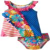Bonnie Baby Baby Girls 3M-24M Asymmetric Mix Print Panel Knit Dress and Panty, Fuchsia, 12 Months view 1