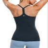 CRZ YOGA Seamless Workout Tank Tops for Women Racerback Athletic Camisole Sports Shirts with Built in Bra True Navy Large view 1